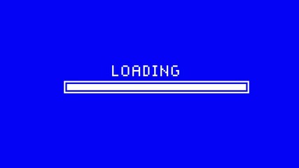 Pixel Art Loading Screen, loading screen for games, blue screen, loading text, pixel art, loading screen animation.