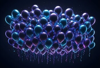 Obraz premium dark night sky filled with glowing balloons