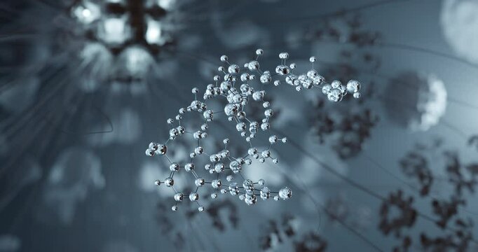 Tenapanor rotating 3d molecule, molecular structure of inhibitor of the sodium-proton exchanger nhe3, seamless video