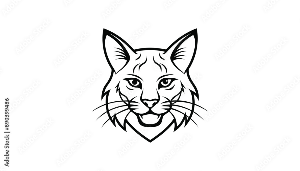 Wall mural bobcat logo design, bobcat face, bobcat head, bobcat outline design