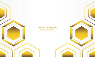 luxury white background with golden hexagon design