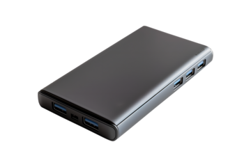 A black cell phone charger with four USB ports