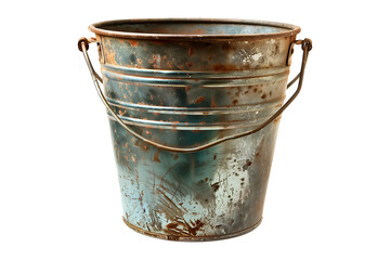 Old rusty bucket with handles insulated photo