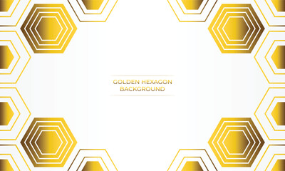 luxury white background with golden hexagon design