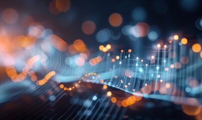 Dynamic Stock Market Graph with Real-Time Global Trading Data on Digital Charts, Featuring Interactive Display and Abstract Candlestick Patterns