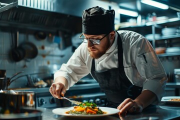 Blind Chef Skillfully Preparing Gourmet Meal in Fully Accessible Kitchen - Culinary Expertise and Independence