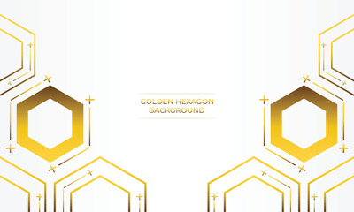 luxury white background with golden hexagon design 