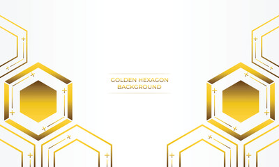 luxury white background with golden hexagon design 