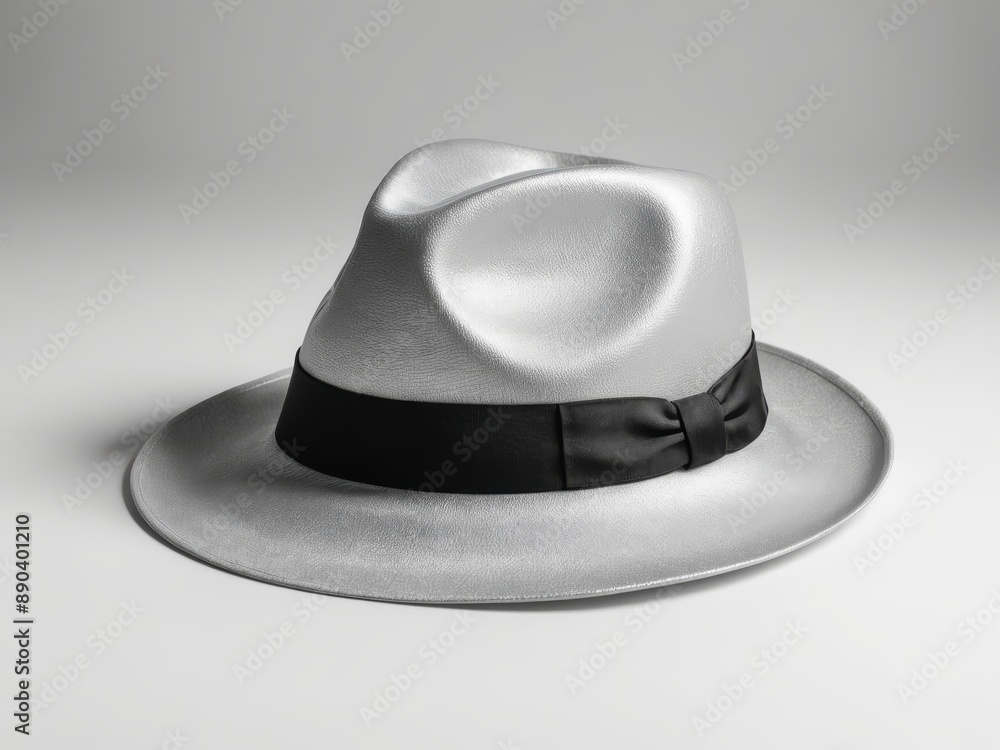 Wall mural silver fedora hat isolated on white background