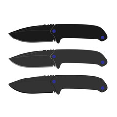 Three dark tourist knives vector. Tourist camping knife ,knife camping set cartoon. equipment camp, tent outdoor, hiking summer knife camping sign. isolated symbol vector illustration. tactical equipm