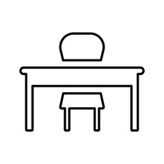 Classroom, desk, education icon.