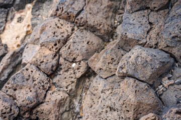 Detailaufnahme von Vulkansteinformationen auf Lanzarote
