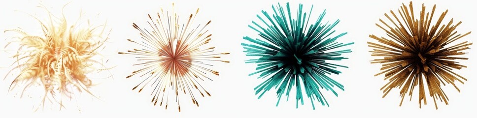 Obraz premium Backgrounds with sun illumination and fireworks hyper-realistic and detailed, isolated on transparent backgrounds in PNG format