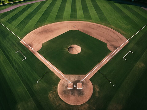 Aerial view of baseball diamond