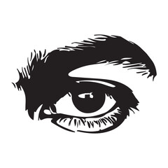 Simple male eye icon, black vector illustration on white background