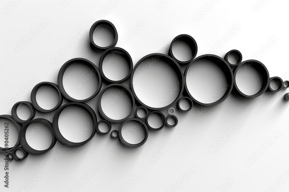 Aufkleber abstract black and white spheres highlighting the simplicity and complexity of geometric shapes