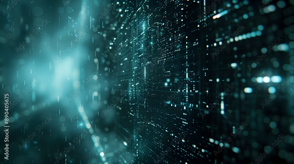 Poster digital security theme with lock and matrix background depicting secure and high tech cyber concept