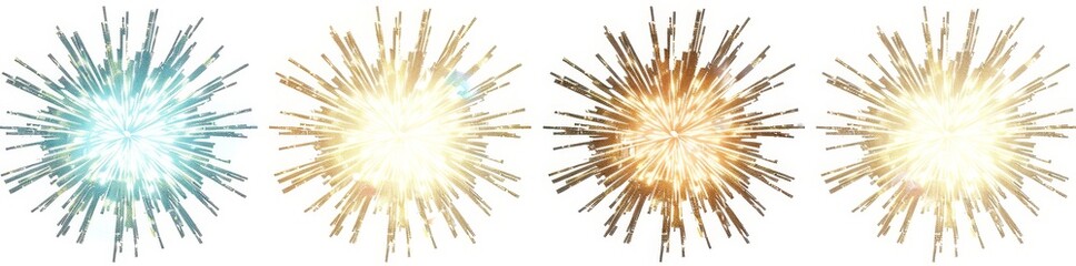 Detailed Hyperrealistic Fireworks Isolated On Transparent Background PNG