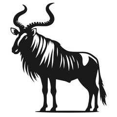 Black and white vector silhouette of a Deer isolated on white background	
