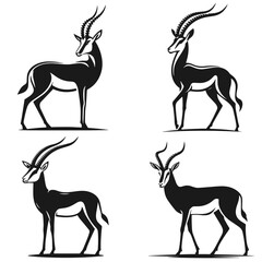 Black and white vector silhouette of a Deer isolated on white background	
