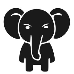 Black and white vector silhouette of a Elephant isolated on white background	
