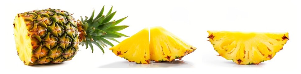 Fototapeta premium PNG File Hyperrealistic Pineapple Slices Isolated On Transparent Background