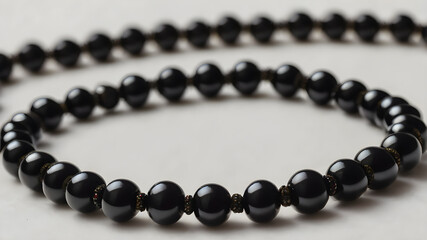 Obraz premium Black handmade beaded bracelets. Generative AI