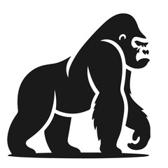 Black and white vector silhouette of a Gorilla isolated on white background	
