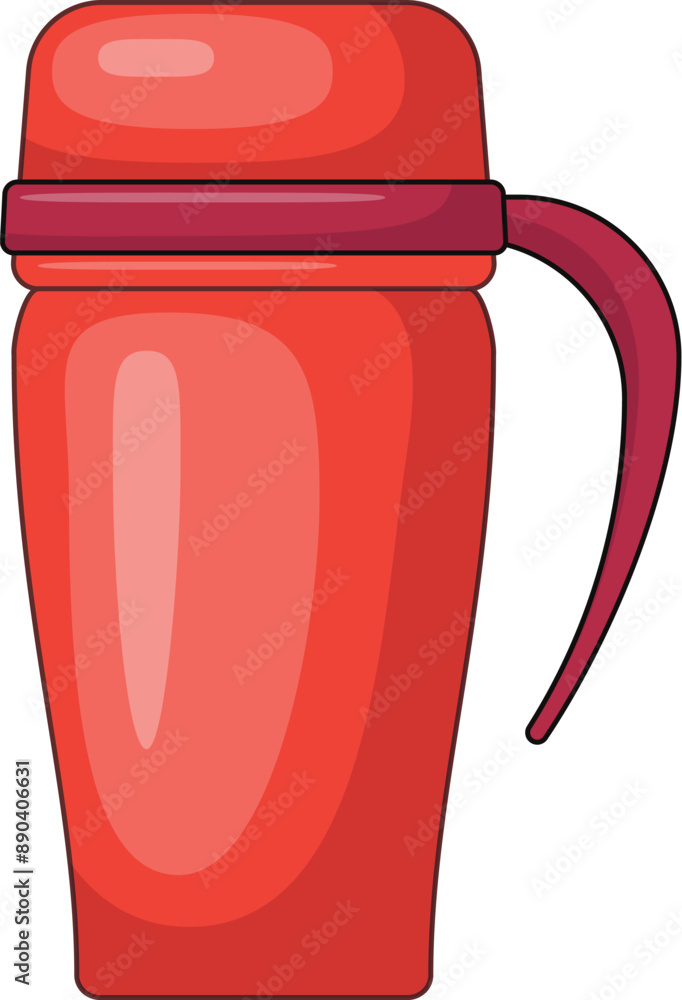 Sticker red thermos flask for keeping your drinks hot or cold, perfect for outdoor activities and everyday u