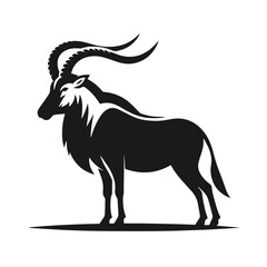 Black and white vector silhouette of a Greater kudu isolated on white background	
