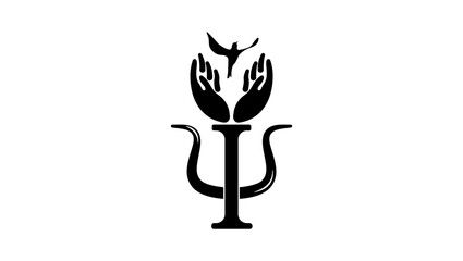 The concept of the psychology of thinking, black isolated silhouette