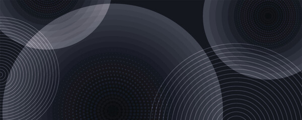 Fototapeta premium Abstract black background with white circle rings. Digital future technology concept. vector illustration.