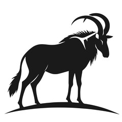 Black and white vector silhouette of a Greater kudu isolated on white background	
