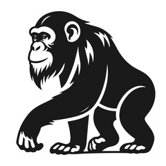 Black and white vector silhouette of a Monkey isolated on white background	

