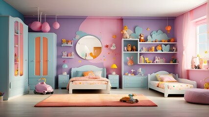 Interior background of a children's room that is open to both genders.