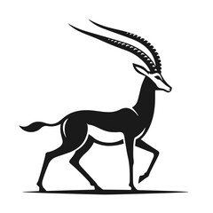 Black and white vector silhouette of a Deer isolated on white background	
