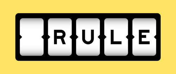 Black color in word rule on slot banner with yellow color background