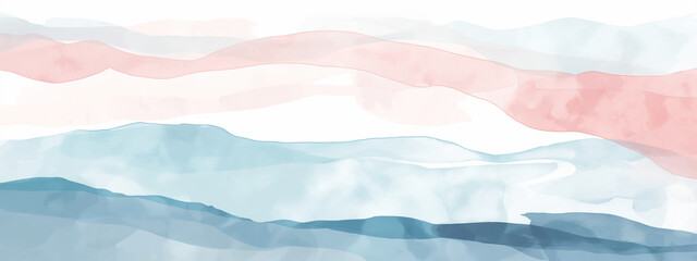 Obraz premium abstract illustration with summer vibes and wavy beach style, abstract watercolor paint banner with sea waves in minimalist pastel look 