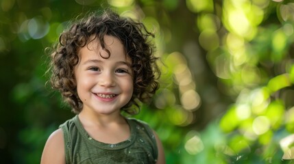 The happy curly-haired boy