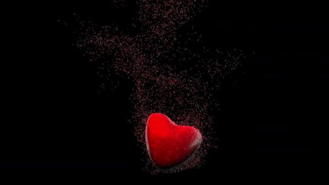 Red Love heart swirls down from above fizzing with ting heart shaped bubbles. Comes with the alpha Channel.
