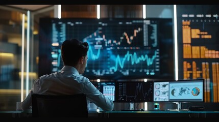 Cryptocurrency Trader Analyzing Market Trends During Virtual Investment Seminar