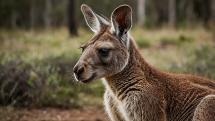 Fototapeta premium Kangaroo in grass , Close-Up