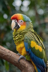 Obraz premium Colorful Parrot in Rainforest Close-Up