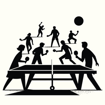 black ping pong players action scene clip art preview