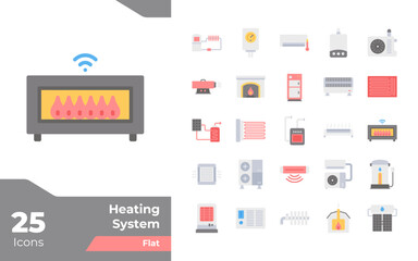 Heating System Flat Icons