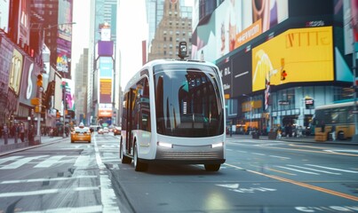 Futuristic Autonomous Electric Bus in High-Tech EV Manufacturing Facility: Cutting-Edge Self-Driving Public Transport Production Line. Innovative Green Technology Concept for Smart City Transit Soluti