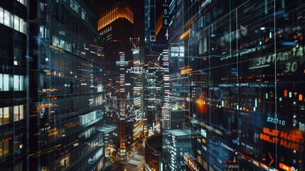 Dynamic Split-Screen View of Global Commodity Trading in New York, London, and Tokyo at Night