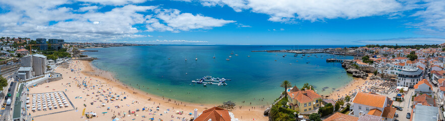 Aerial panoramic view of Cascais. 30km west of Lisbon on the portuguese riveira, cascais, Portugal....
