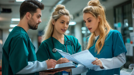 Fototapeta premium Doctor and team planning treatment.