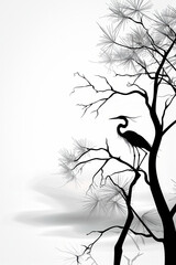 Fototapeta premium Minimalist Great Blue Heron Silhouette - Elegant and Natural Art